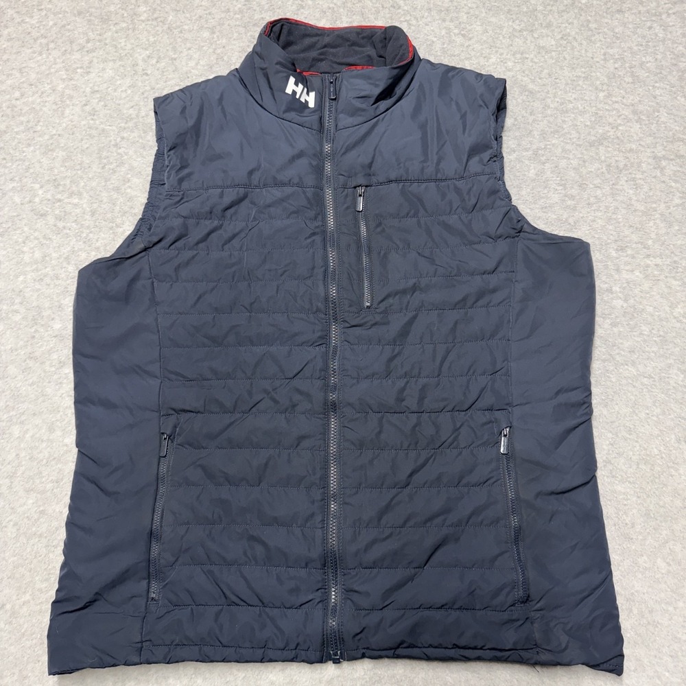 Helly Hansen Vest Mens Large Blue Quilted Primaloft Insulated Full Zip Outdoor